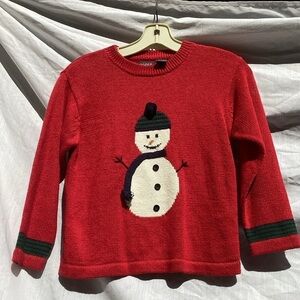Frost red snowman knit sweater, size 7